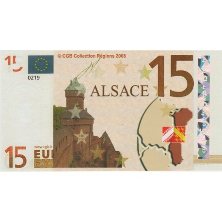 Billet Souvenir - 15 euro - Alsace - 2008