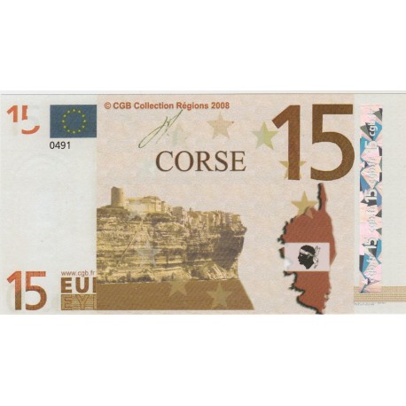 Billet Souvenir - 15 euro - Corse - 2008
