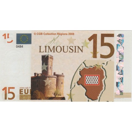 Billet Souvenir - 15 euro - Limousin - 2008
