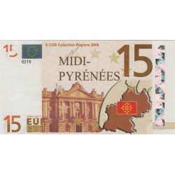 Billet Souvenir - 15 euro - Midi-Pyrénées - 2008
