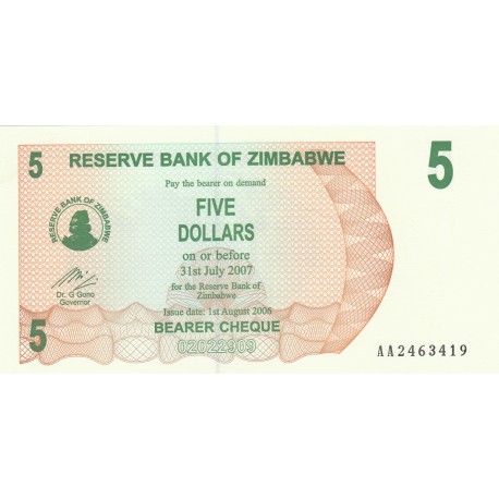 Five Dollars - Zimbabwe